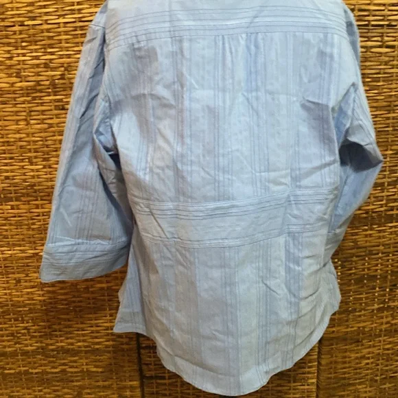 NWT Quizz Woman Stretch Blue wrap, textured stripe 3/4 sleeve top blouse 20 W - Picture 8 of 9